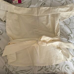 Express Off-Shoulder Cream Tie-Waist Blouse
